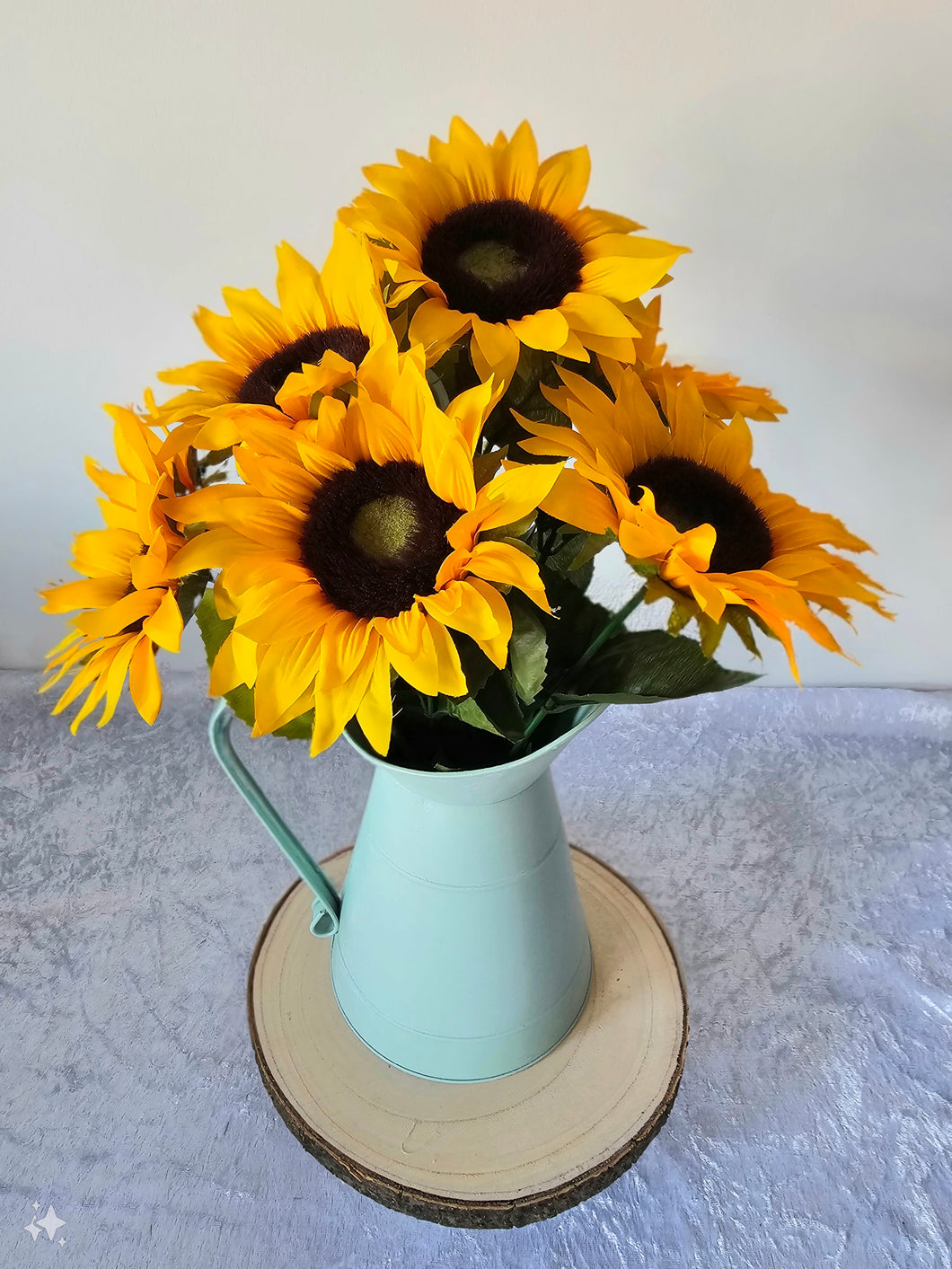Silk Sunflower in Pastel Jug Fliral Display / Sunflower Home Decor