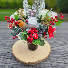 Load image into Gallery viewer, Artificial Robin and Floral Memorial Grave Pot