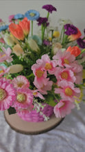 Load and play video in Gallery viewer, Pink Basket with Mixed Silk Flowers

