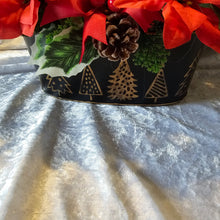 Load image into Gallery viewer, Luxury Handmade Black and Gold Planter with Poinsettia and Foliage