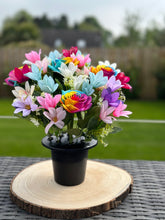 Load image into Gallery viewer, Rainbow Roses, Sunflowers and Memorial Grave Pot with A Mix of Colourful Flowers