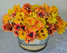 Load image into Gallery viewer, Large Silk Orange and Yellow Gerbera in Zinc Planter
