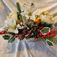 Load image into Gallery viewer, Handmade White and Gold Poinsettia Christmas Planter
