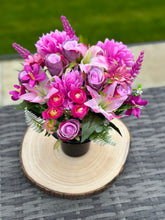 Load image into Gallery viewer, Mixed Pink Silk Floral Memorial Grave Pot / Cemetery Flowers