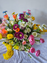 Load image into Gallery viewer, Pink Basket with Mixed Silk Flowers
