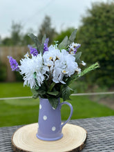 Load image into Gallery viewer, Lilac Ceramic Jug with Mixed Silk Flowers
