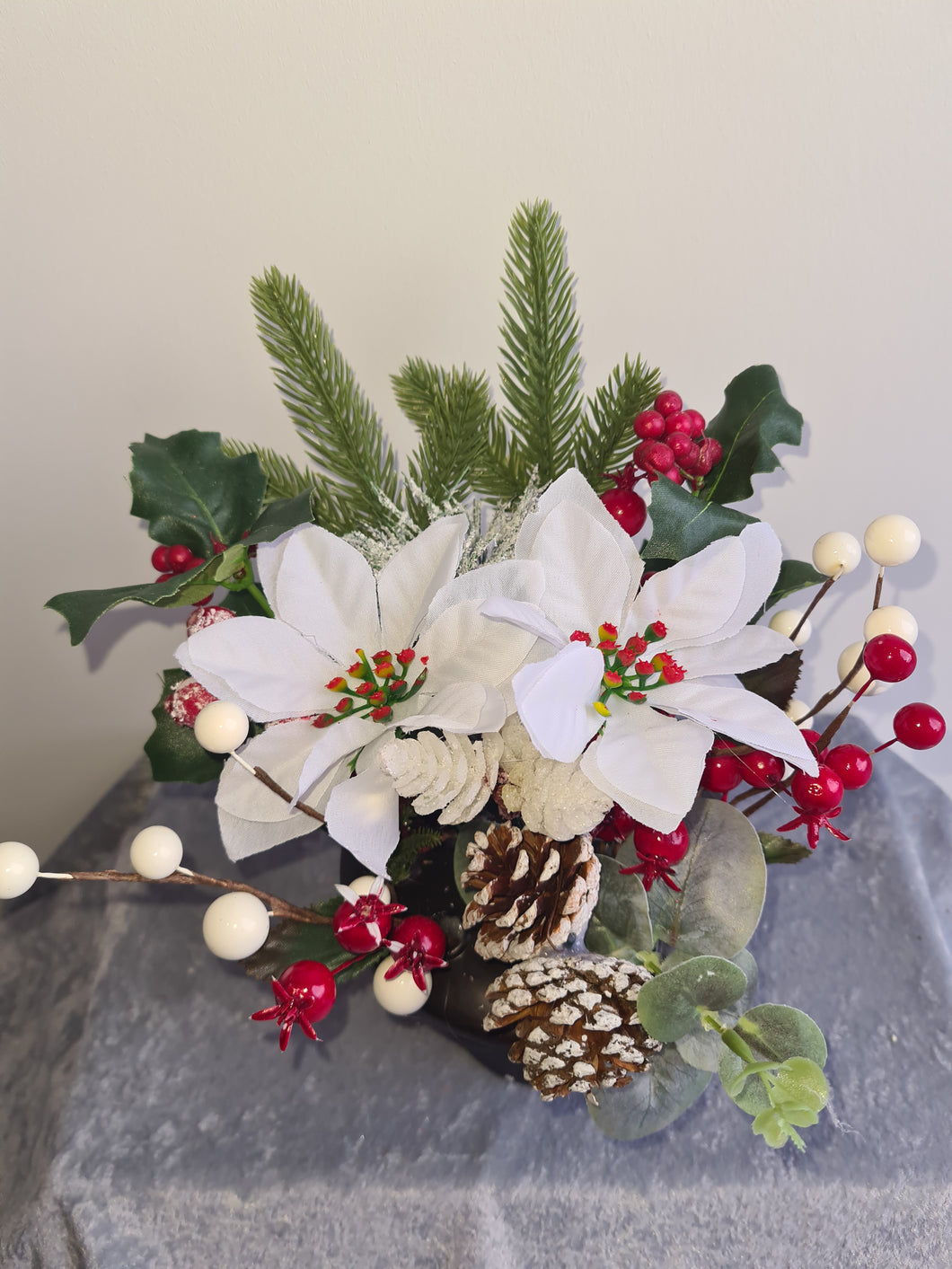 Christmas Memorial Grave Pot Poinsettia Grave Display