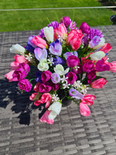 Load image into Gallery viewer, Mixed Faux Flower Memorial Grave Pot
