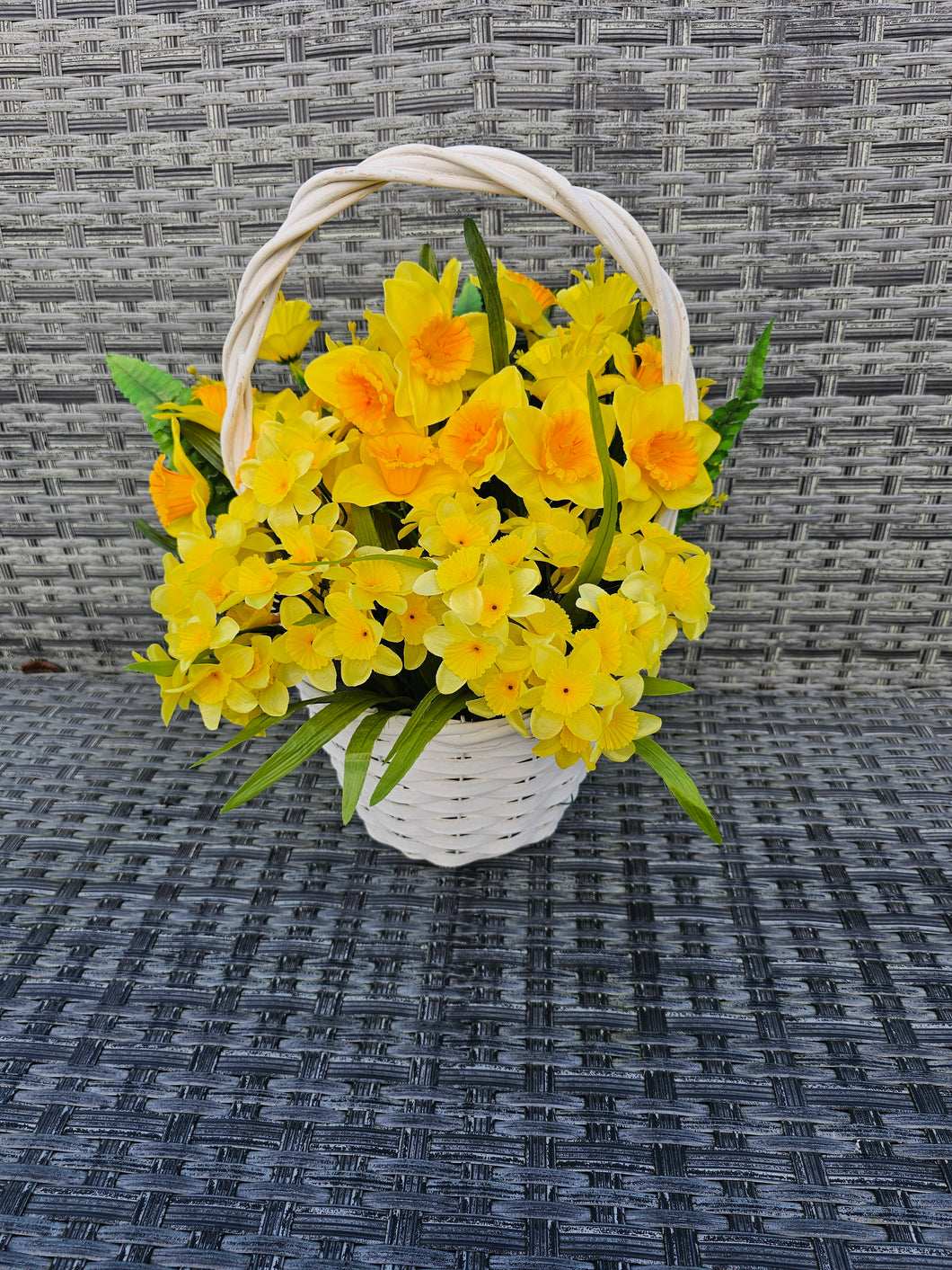 Spring Artificial Daffodil in White Basket