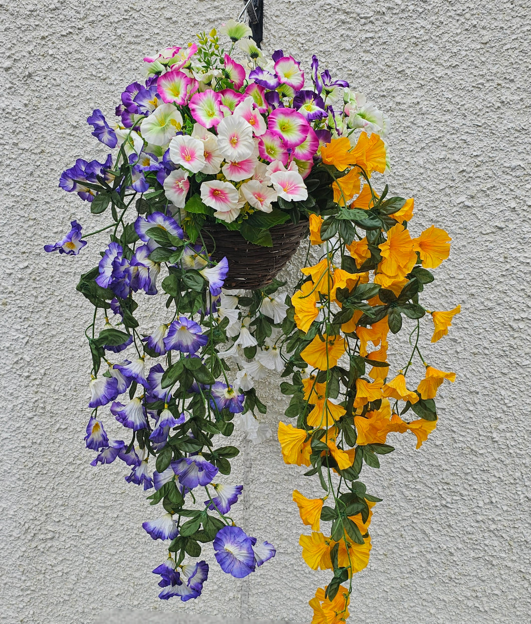 Artificial Morning Glory Trailing Hanging Basket / Garden Silk Flower