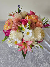 Load image into Gallery viewer, Pink and White Mixed Silk Floral Grave Pot / Memorial Flowers
