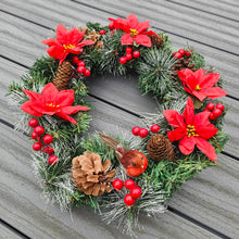 Load image into Gallery viewer, Christmas Poinsettia and Robin Memorial / Doorhanger Wreath
