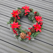 Load image into Gallery viewer, Christmas Poinsettia and Robin Memorial / Doorhanger Wreath
