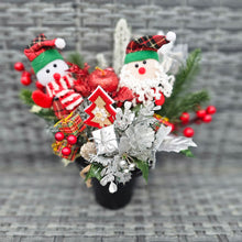 Load image into Gallery viewer, Childs Santa and Snowman Memorial Grave Pot Winter Christmas Children&#39;s Cemetery Display
