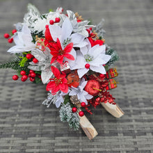 Load image into Gallery viewer, Christmas Floral Sleigh Planter Poinsettia Christmas Bouquet
