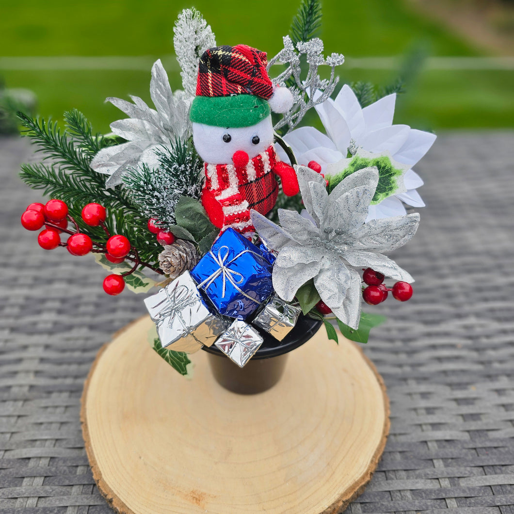 Childs Boys Snowman Memorial Grave Pot