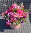 Mixed Pink Faux Flower Bouquet in Diamanté Hatbox