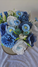 Load and play video in Gallery viewer, Silk Blue and White Rose and Carnation Memorial Pot
