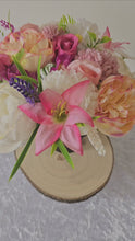Load and play video in Gallery viewer, Pink and White Mixed Silk Floral Grave Pot / Memorial Flowers
