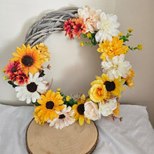 Load image into Gallery viewer, Sunflower and Gerbera Summer Door Wreath

