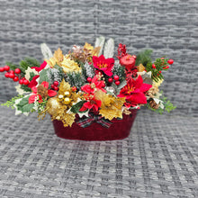 Load image into Gallery viewer, Large Gold and Red Poinsettia and Foliage Planter
