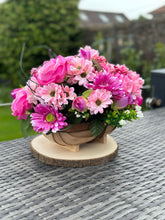 Load image into Gallery viewer, Mixed Pink Faux Flower Bouquet in Large Trug Basket
