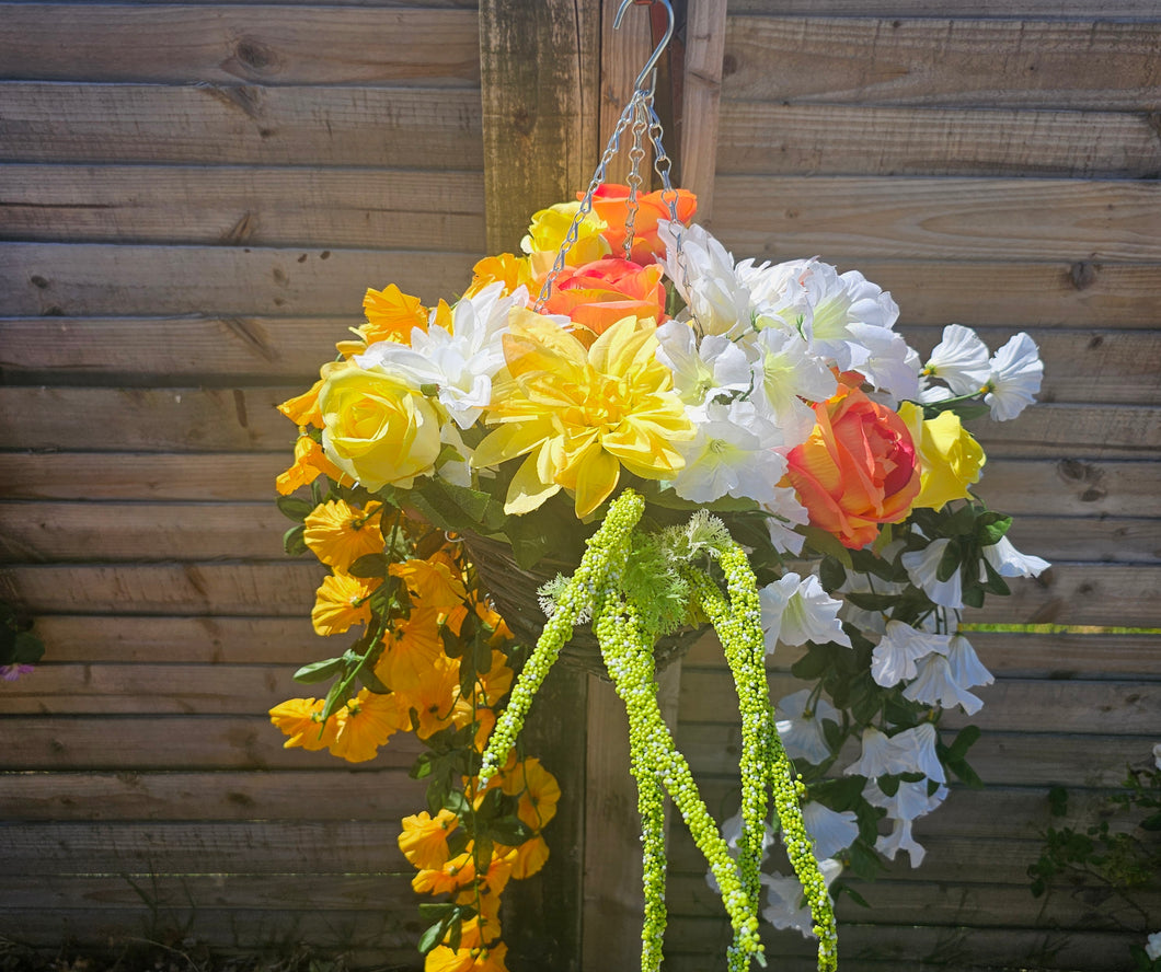 Mixed Artificial Floral Hanging Basket