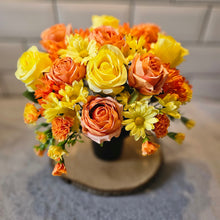 Load image into Gallery viewer, Autumn Rose and Carnation Memorial Grave Pot

