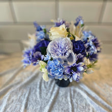Load image into Gallery viewer, Artificial Memorial Grave Vase with Blue and White Mixed Bouquet
