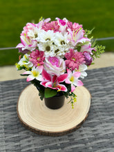 Load image into Gallery viewer, Pink and White Mixed Silk Floral Grave Pot / Memorial Flowers
