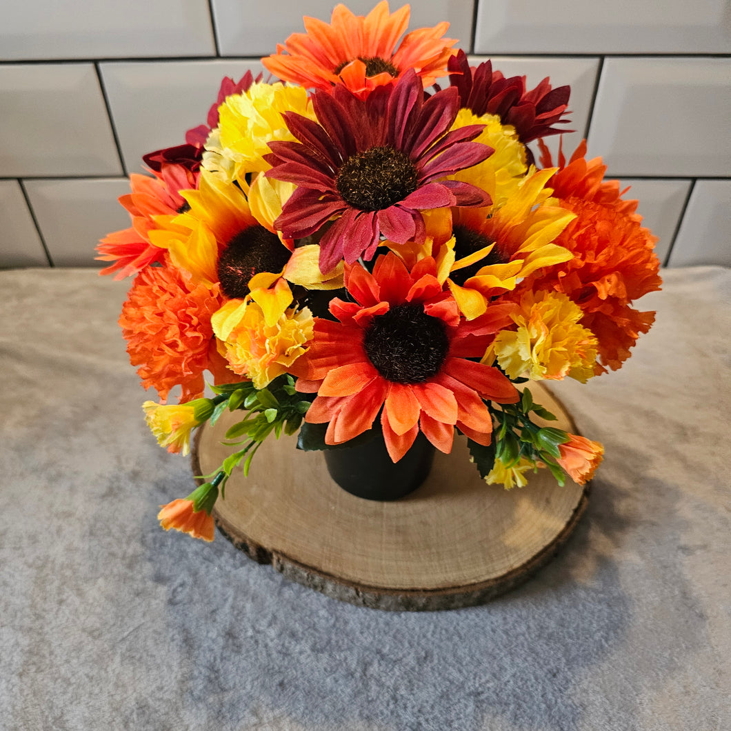 Handmade Autumn Sunflower Memorial Grave Pot