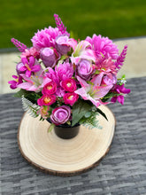 Load image into Gallery viewer, Mixed Pink Silk Floral Memorial Grave Pot / Cemetery Flowers

