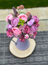 Load image into Gallery viewer, Peony and Carnation Faux Flowers in Lilac Jug
