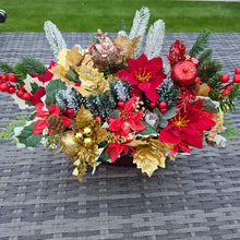 Load image into Gallery viewer, Large Gold and Red Poinsettia and Foliage Planter

