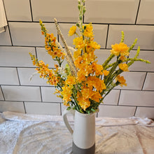 Load image into Gallery viewer, XL Ceramic Jug with Mixed Yellow Faux Flowers
