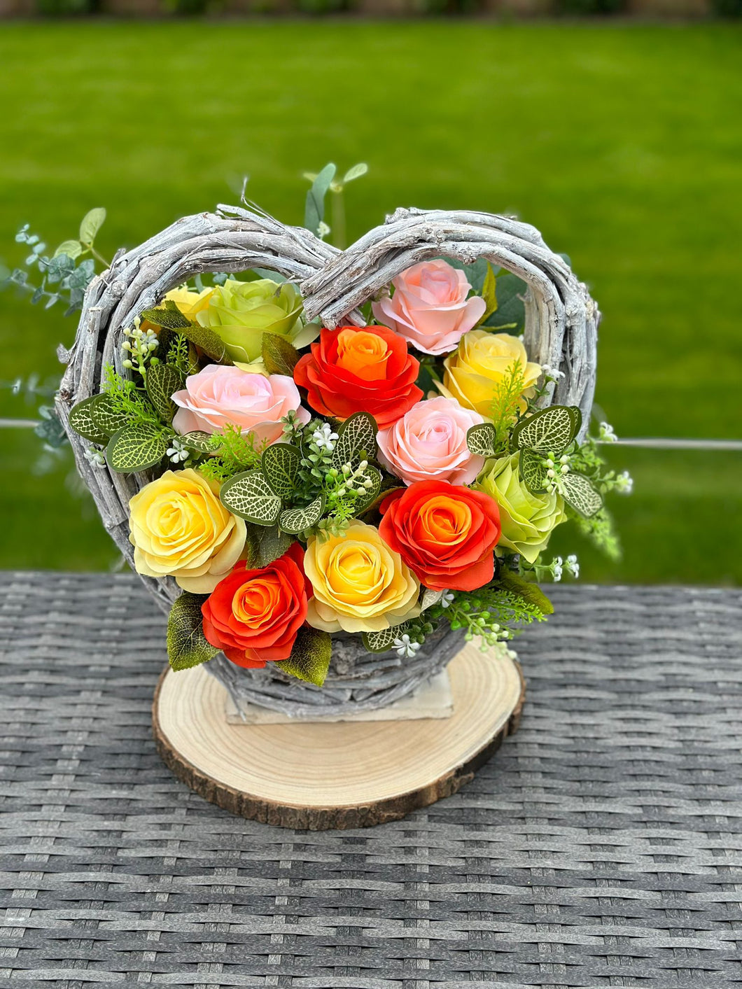 Mixed Rose In Heart Planter