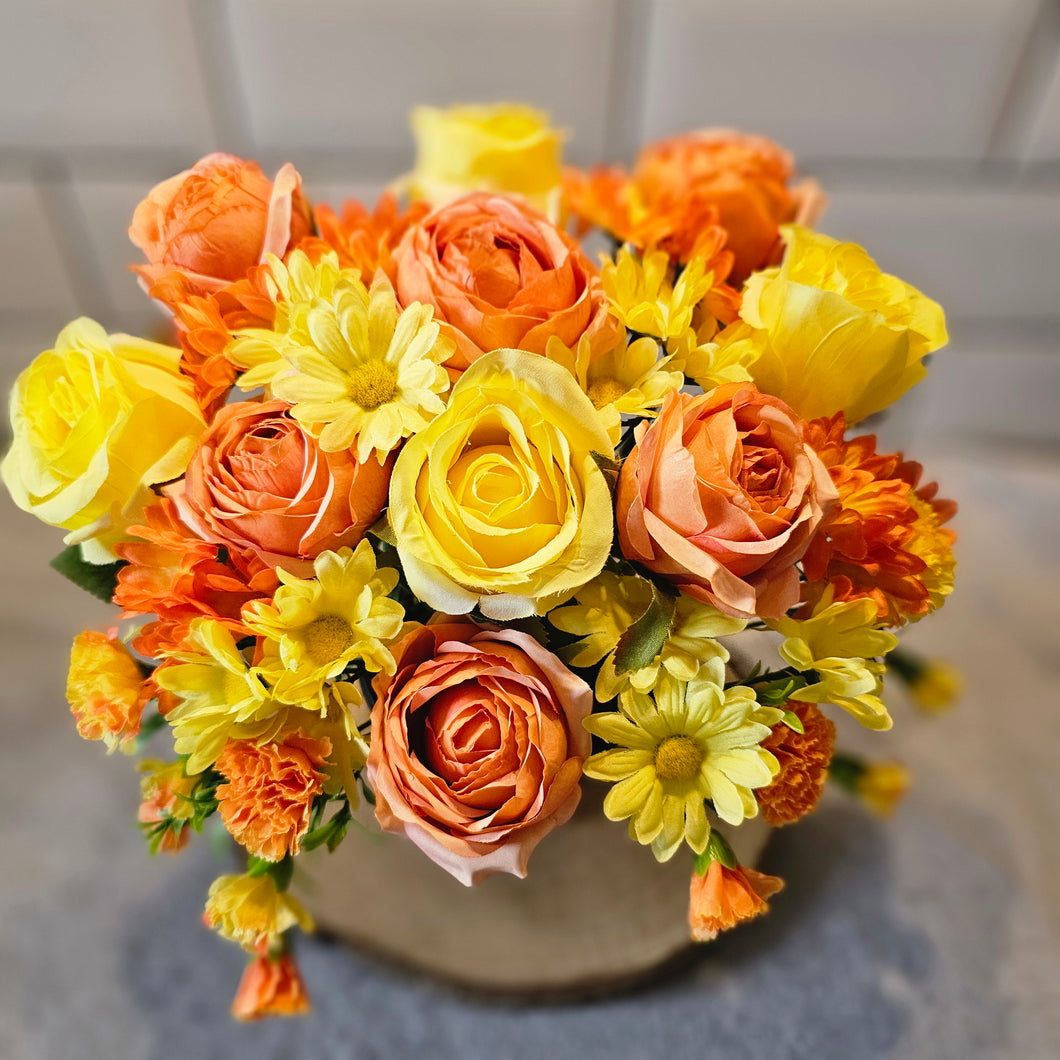 Autumn Rose and Carnation Memorial Grave Pot