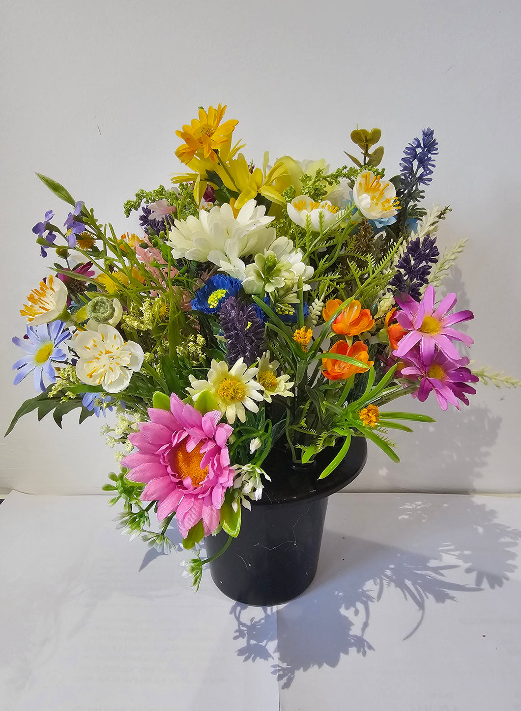 Mixed Artificial Wildflower Grave Pot , Wildflower Memorial Flowers