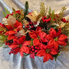 Load image into Gallery viewer, Luxury Handmade Black and Gold Planter with Poinsettia and Foliage
