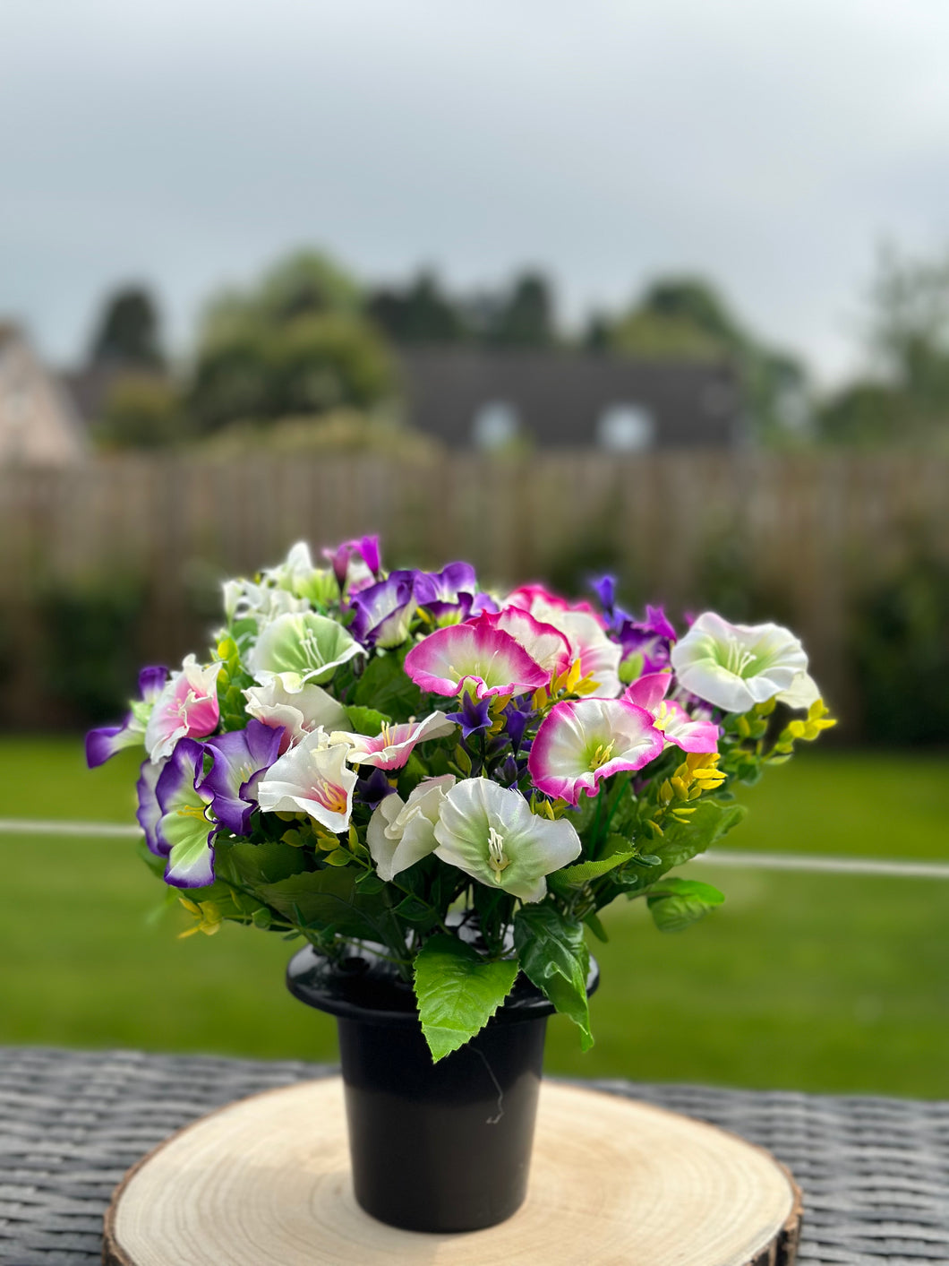 Artificial Morning Glory Memorial Grave Pot