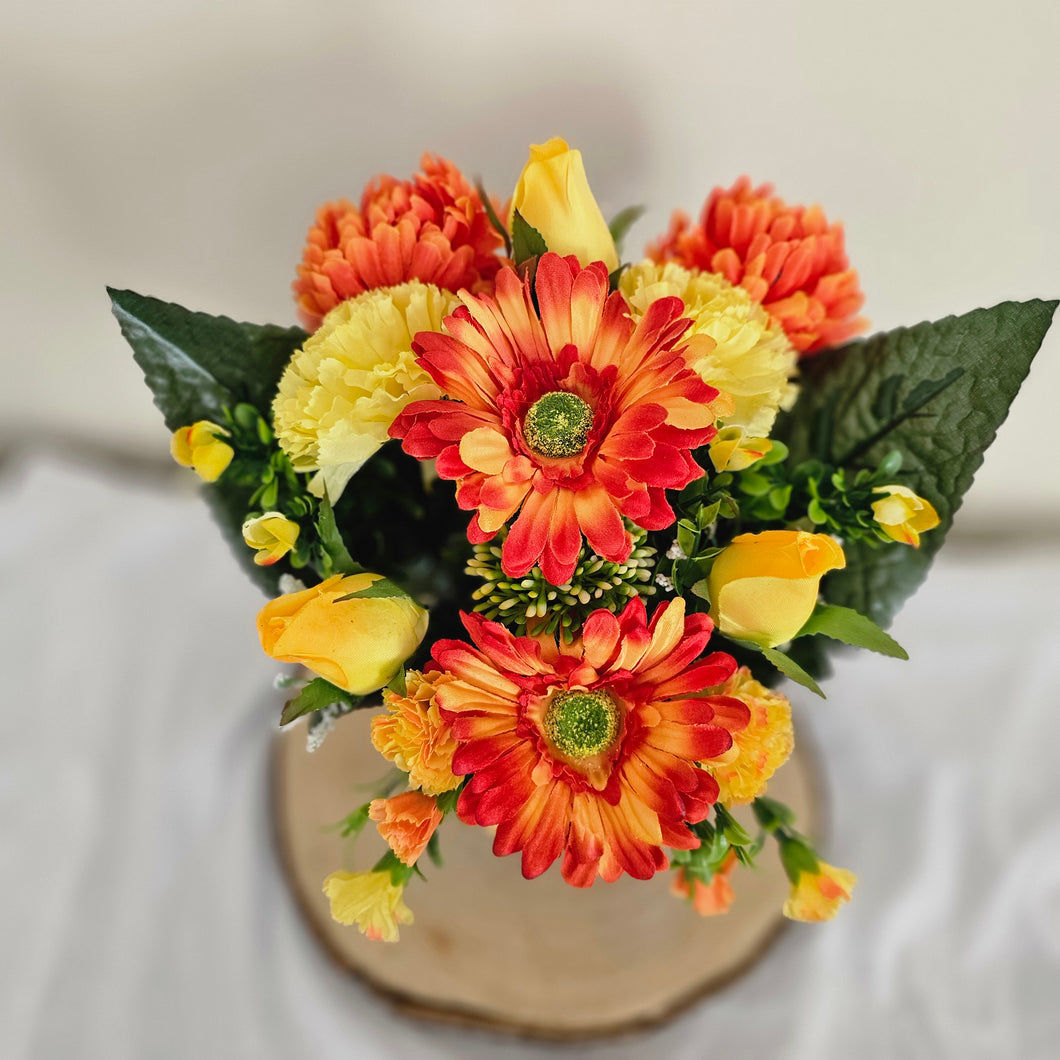 Handmade Gerbera, Rose and Carnation Memorial Grave Pot
