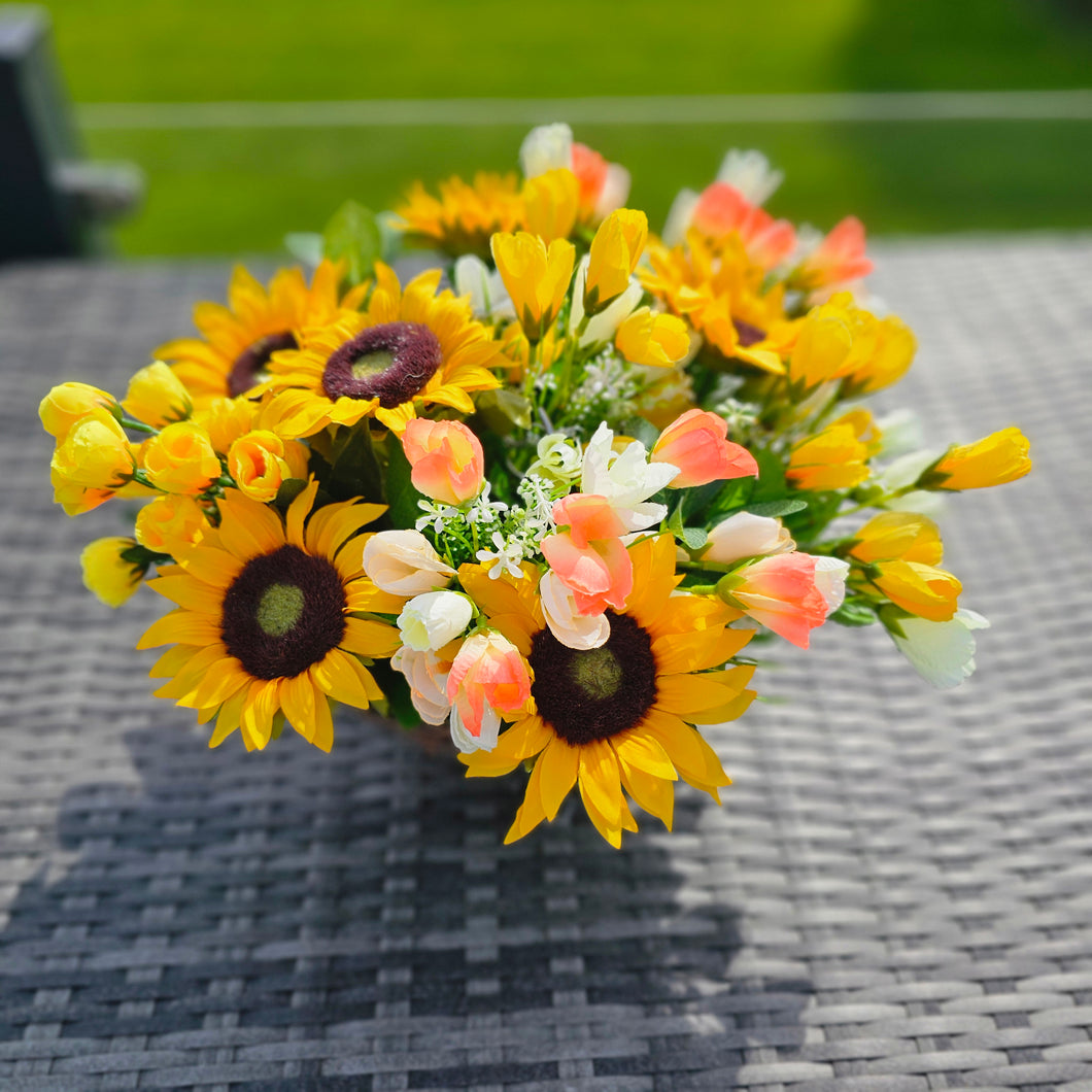 Sunflower and Mixed Floral Hanging Basket