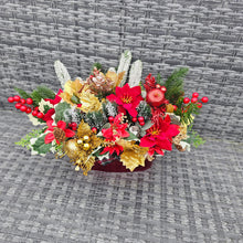 Load image into Gallery viewer, Large Gold and Red Poinsettia and Foliage Planter
