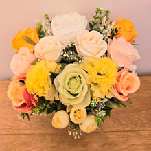 Load image into Gallery viewer, Mixed Rose and Carnation Faux Flower Grave Pot
