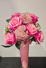 Load image into Gallery viewer, Pink Spiked Grave Vase &quot;In Loving Memory&quot; Pink Rose and Carnation Memorial Grave Flowers
