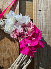 Load image into Gallery viewer, Pink faux flower love heart wreath
