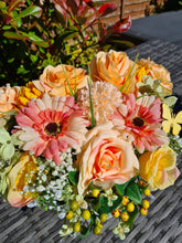 Load image into Gallery viewer, Luxury marble and diamante peach and orange faux flower
