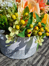 Load image into Gallery viewer, Luxury marble and diamante peach and orange faux flower
