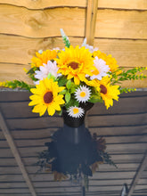 Load image into Gallery viewer, Sunflower Grave Pot. Memorial Faux Flowers . Spring Grave Pot
