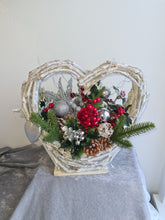 Load image into Gallery viewer, Christmas Heart Planter with Floral and Foliage Display

